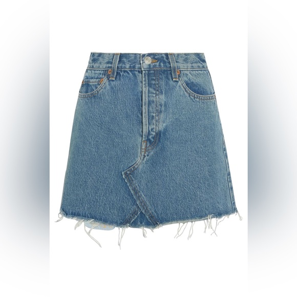 Re/Done Dresses & Skirts - Re/Done Originals Frayed High-Rise Denim Skirt